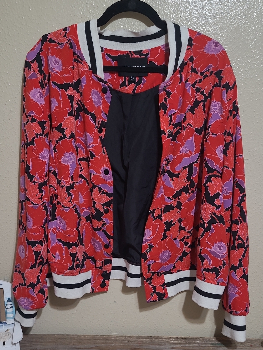 Who What Wear Red & Purple Floral Bomber Jacket